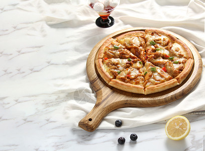 芭比披萨素材小清新美味披萨盘背景