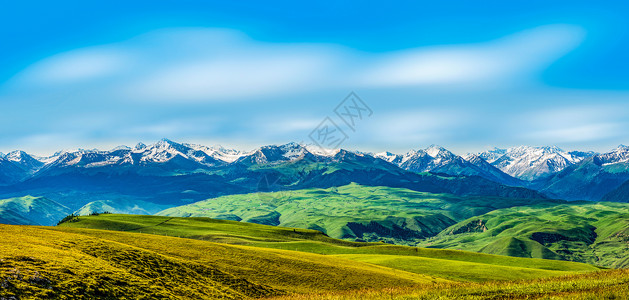 雪山过草地大美新疆背景