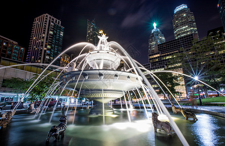 多伦多夜景喷泉高清图片