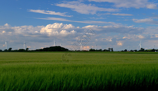 麦田与风力发电机图片