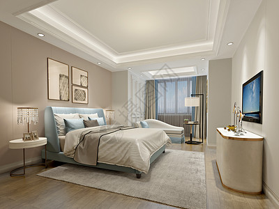 温馨家居素材现代简约风温馨卧室室内设计效果图背景