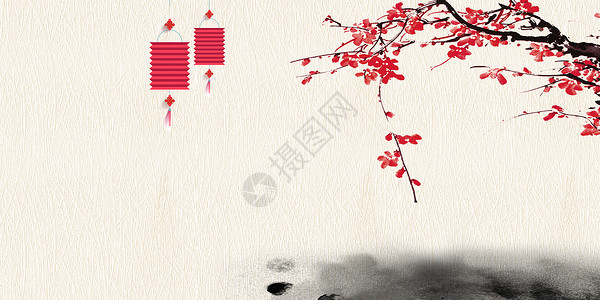 桃花人复古中国风背景设计图片