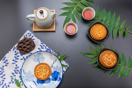 中秋月饼茶水创意高清图片