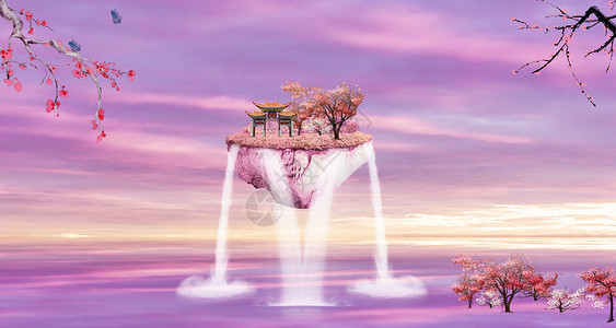 桃树桃园桃花岛设计图片