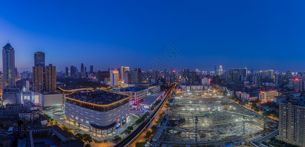 宽幅城市武汉广场高空俯瞰全景接片背景