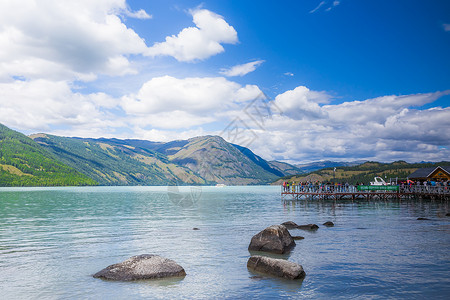 北部地区新疆喀拉斯湖景区美图背景