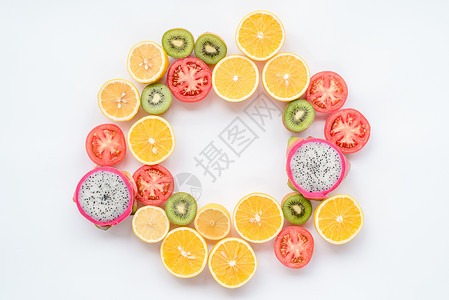 水果大杂烩对半切柠檬高清图片