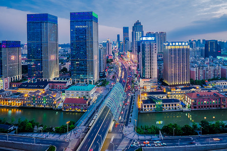 灯光街武汉城市夜景楚河汉街背景