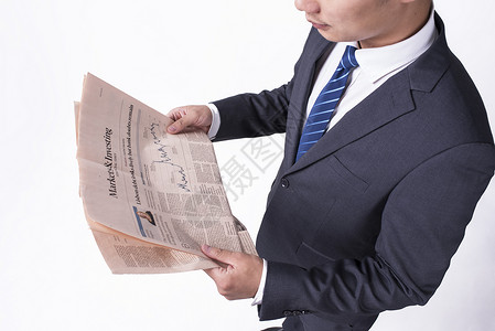 商务金融科技蓝色商务人士看报纸背景