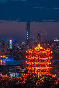 武汉城市夜景黄鹤楼武汉中心背景图片