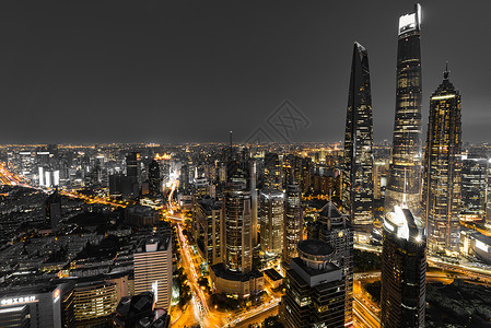 现代城市上海傍晚夜景图片