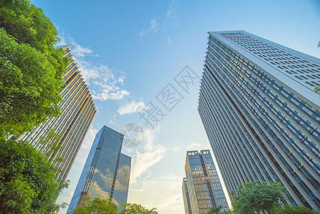 蓝色顶部城市里的高楼大厦背景