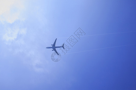 蓝天白云下的飞机高清图片