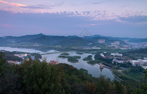 大连西山湖水库全景高清图片