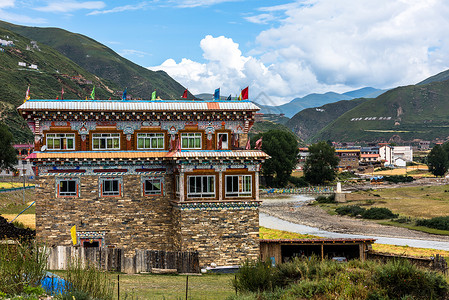 川西风情藏族民居背景