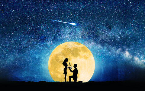 月光下看书的人月光下的爱情设计图片