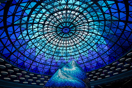 蓝色天幕武汉中央商务区地铁站穹顶背景