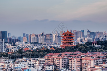 武汉傍晚黄鹤楼背景图片