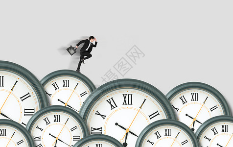 金融时钟与时间赛跑的男人设计图片