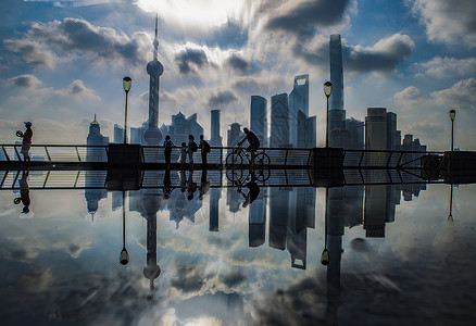上海上海外滩剪影高清图片