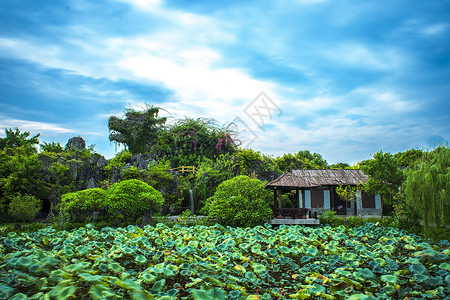 中国风古建筑城市自然风光背景背景图片