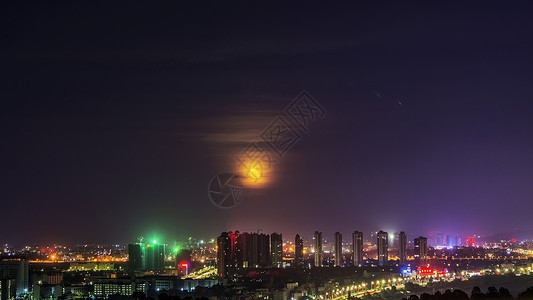 城市建筑夜景云遮月高清图片