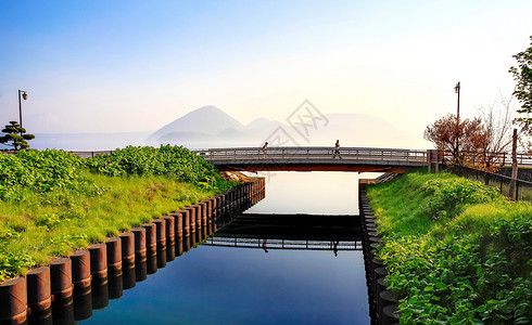 山水环境日本北海道洞爷湖清晨背景