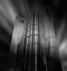 黑白金融黑白创意上海最高建筑三件套背景
