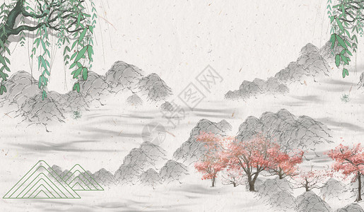 雪压竹子中国风底图设计图片