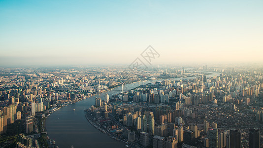 高空素材照片上海日落背景