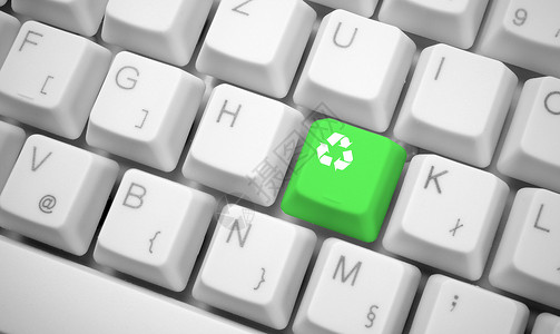 绿色循环标志环保键设计图片