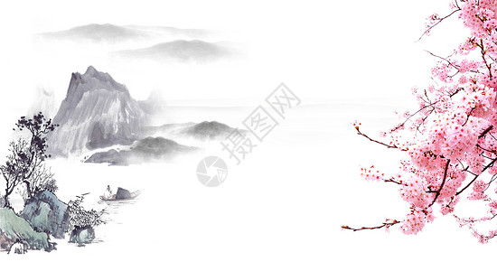 樱花图中国风背景设计图片