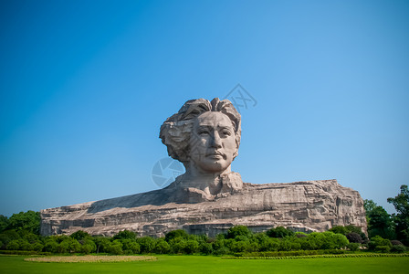 著名雕像橘子洲头毛主席像背景