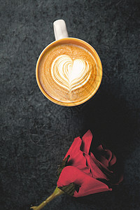 咖啡拉花与玫瑰图片
