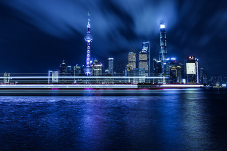 科技建筑大气上海大气城市夜景陆家嘴背景