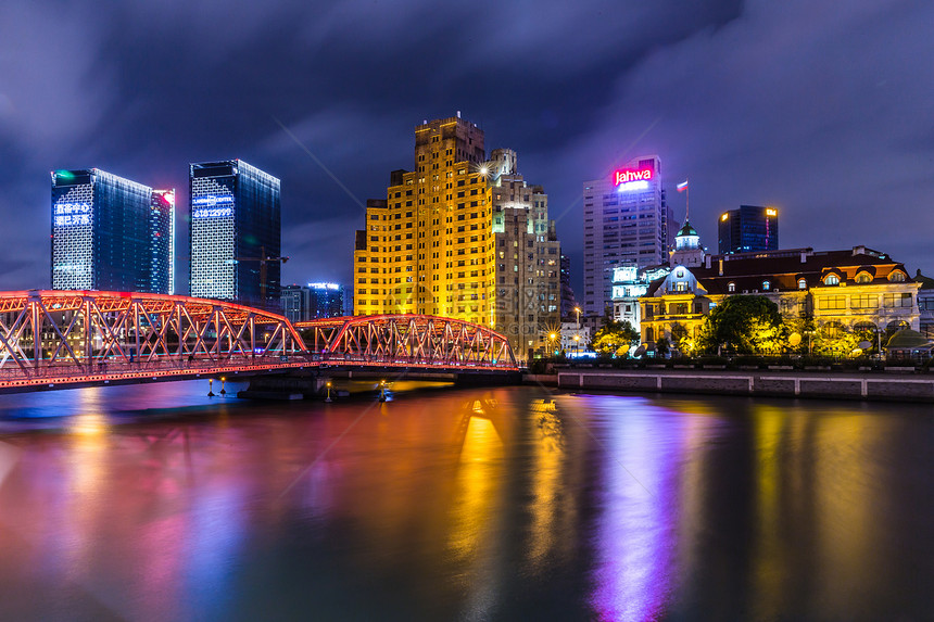 上海美丽夜景外白渡桥图片