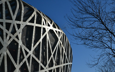 钢结构建筑物北京鸟巢背景