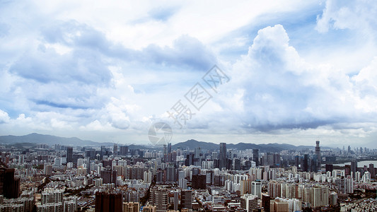 超高层大厦城市山脉云朵天际线背景