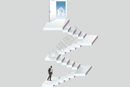 步骤和楼梯攀登的商务人设计图片