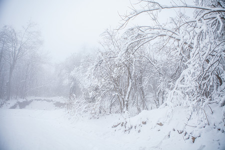 冬季山水素材雾凇雪景素材背景