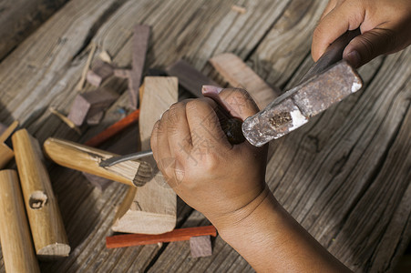 木匠工具和木料背景图片