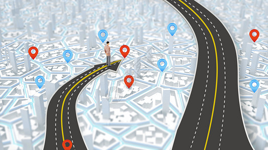 网红路线地图导航设计图片