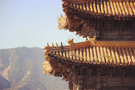 唐山旅游清东陵中轴线上的建筑特写背景