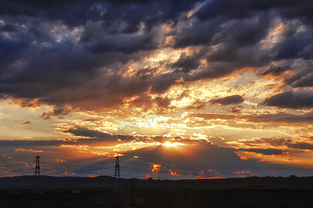 环境光层渲染新疆布尔津日落火烧云背景