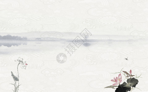山水林田湖中国风背景设计图片