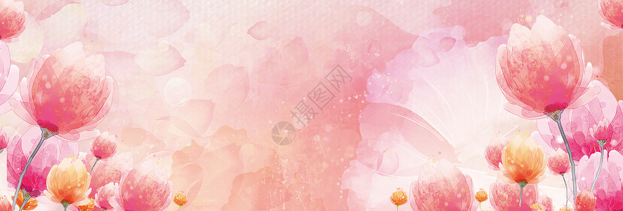 郁金香芽水彩画背景设计图片
