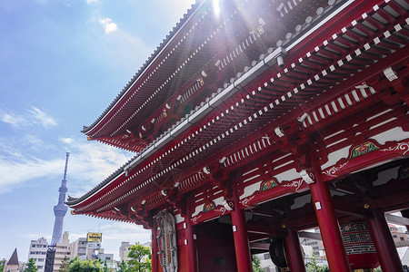 日本风格寺庙日本东京浅草寺背景