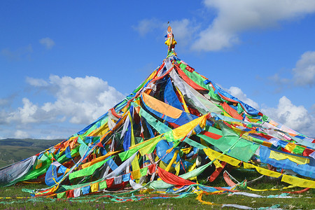 五彩经幡高原地区高清图片