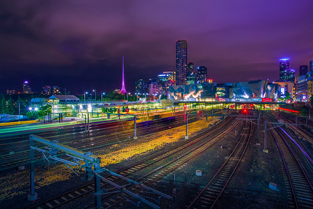生锈唯美铁路澳大利亚夜景背景
