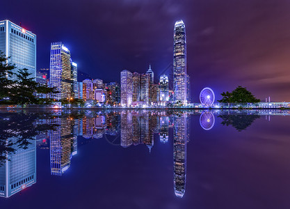 香港夜景夜空观现代建筑高清图片